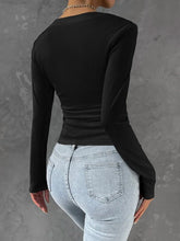 Solid Ruched Asymmetrical Hem Tee